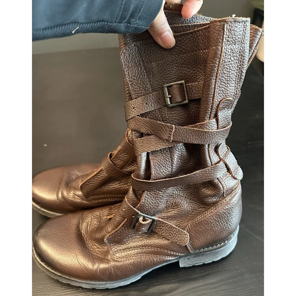Steve Madden Banddit‎ Belted Biker Boots Brown Women's *Size 10